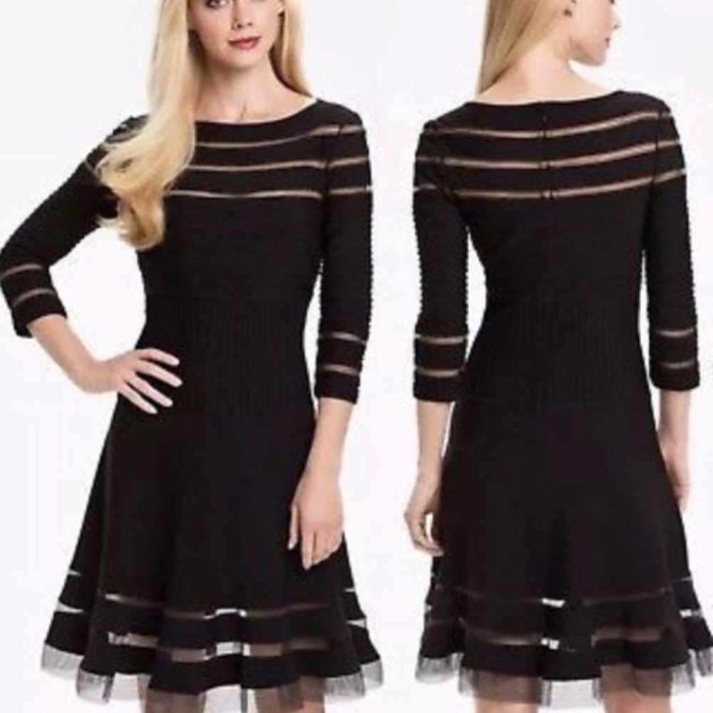 tadashi shoji XS Black Mid-length Mesh Dress